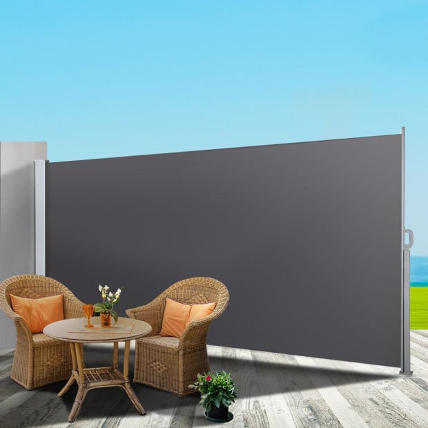 Side Awning Sun Shade Outdoor Blinds Retractable Screen 1.4x3m Grey Image 8