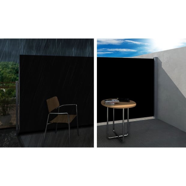 Side Awning Sun Shade Outdoor Retractable Privacy Screen 2x3m Black Image 4