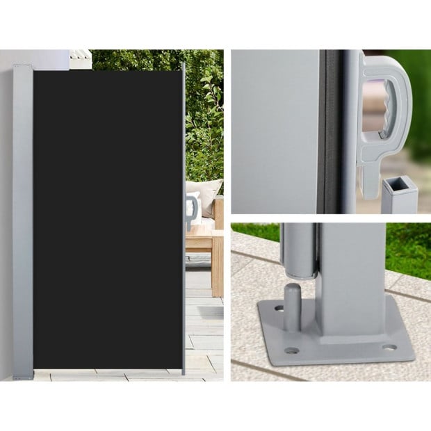 Side Awning Sun Shade Outdoor Retractable Privacy Screen 2x3m Black Image 5