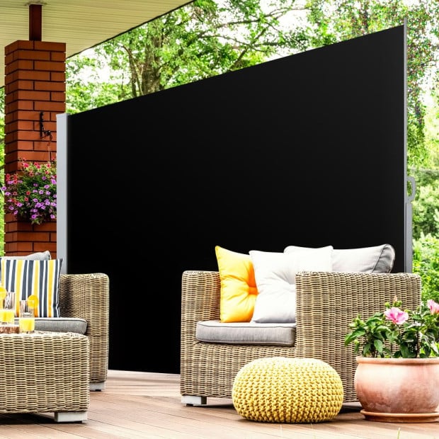 Side Awning Sun Shade Outdoor Retractable Privacy Screen 2x3m Black Image 7
