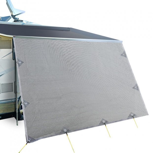3.4M Caravan Privacy Screens 1.95m Roll Out Awning Wall Side Sun Shade