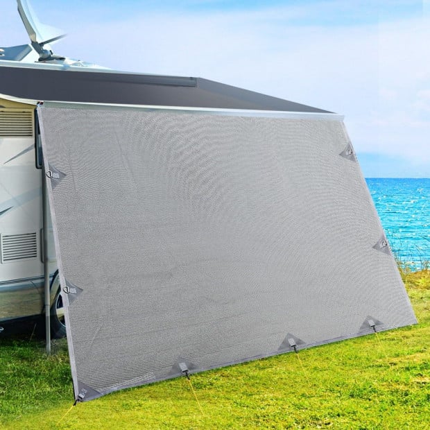 3.4M Caravan Privacy Screens 1.95m Roll Out Awning Wall Side Sun Shade Image 7