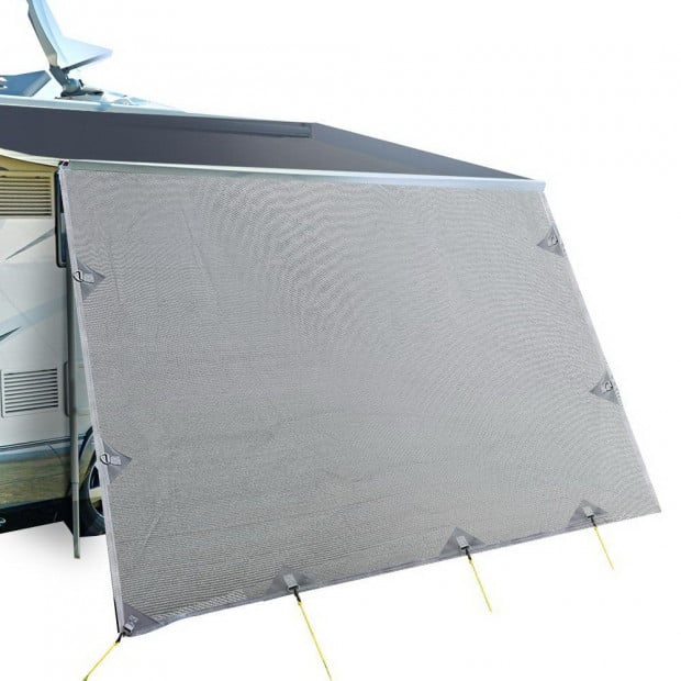 4.6M Caravan Privacy Screens 1.95m Roll Out Awning Wall Side Sun Shade