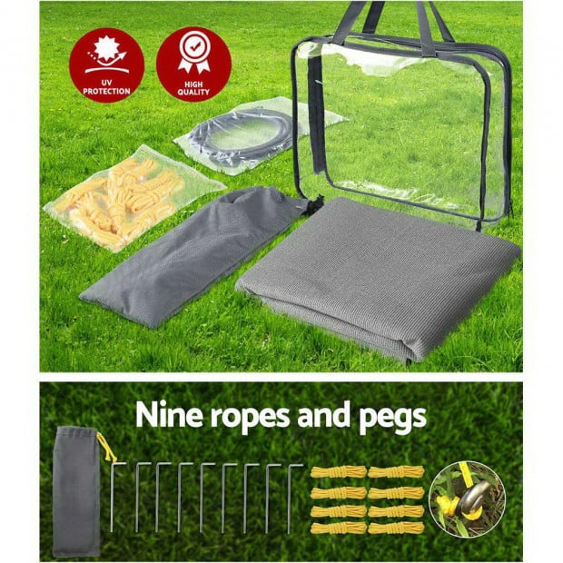 4.6M Caravan Privacy Screens 1.95m Roll Out Awning Wall Side Sun Shade Image 6