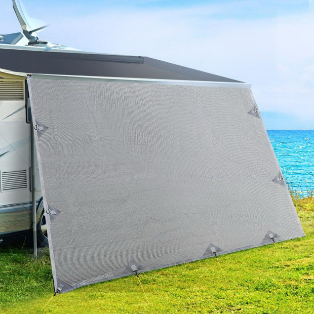 4.6M Caravan Privacy Screens 1.95m Roll Out Awning Wall Side Sun Shade Image 7