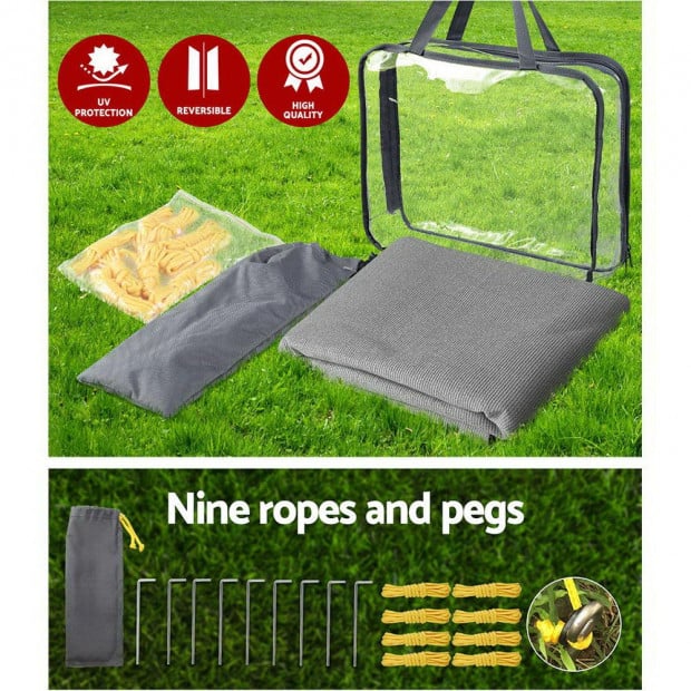 Grey Caravan Privacy Screen 1.95x2.2M Wall Sun Shade Roll Out Awning Image 5