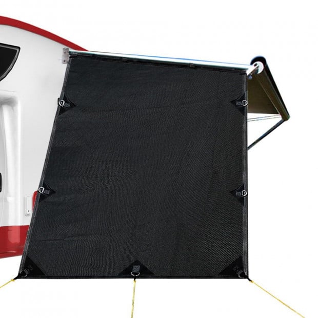 Black Caravan Privacy Screen 1.95 x 2.2M End Wall Sun Shade Roll Out