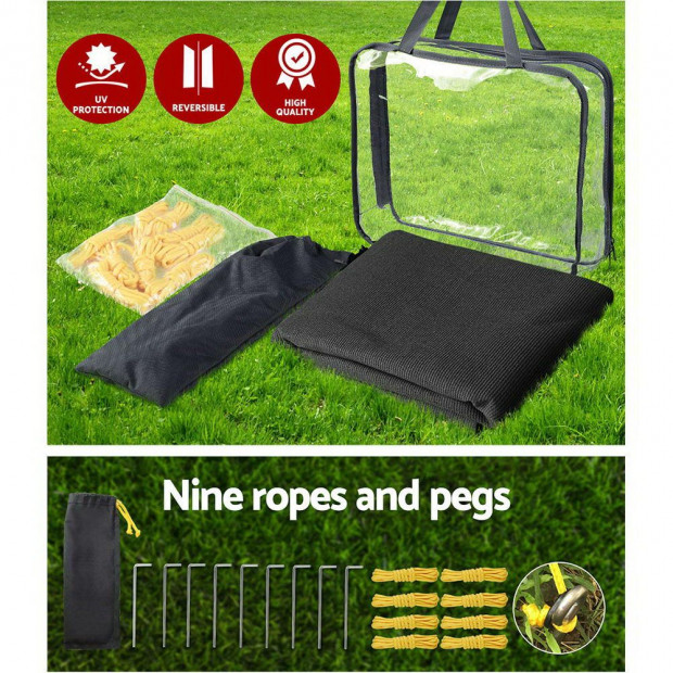 Black Caravan Privacy Screen 1.95 x 2.2M End Wall Sun Shade Roll Out Image 5
