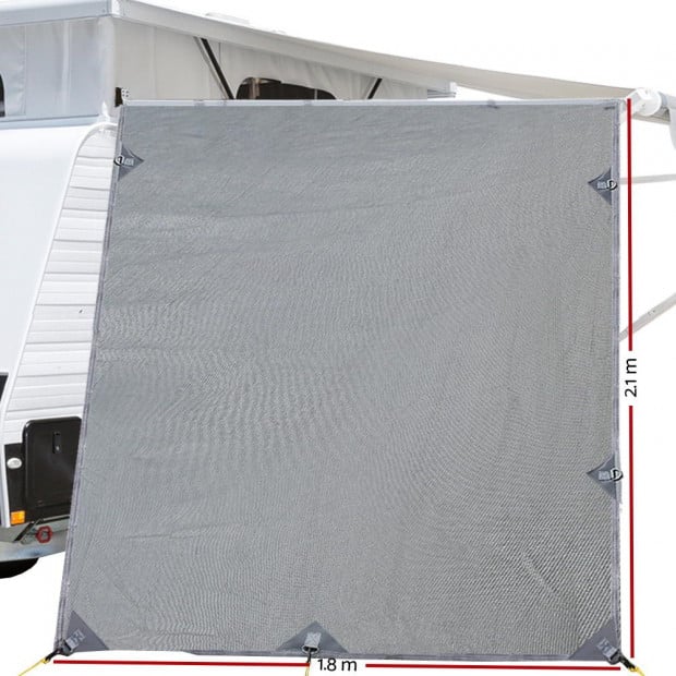 Pop Top Caravan Privacy Screen 2.1 x 1.8M Shade Wall Roll Out Awning Image 2