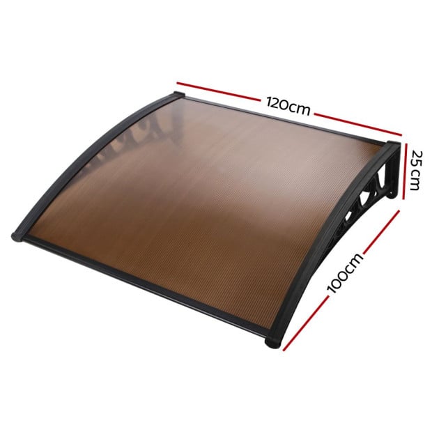 Window Door Awning Outdoor Canopy Patio Awning 1m x 1.2m DIY Brown Image 2