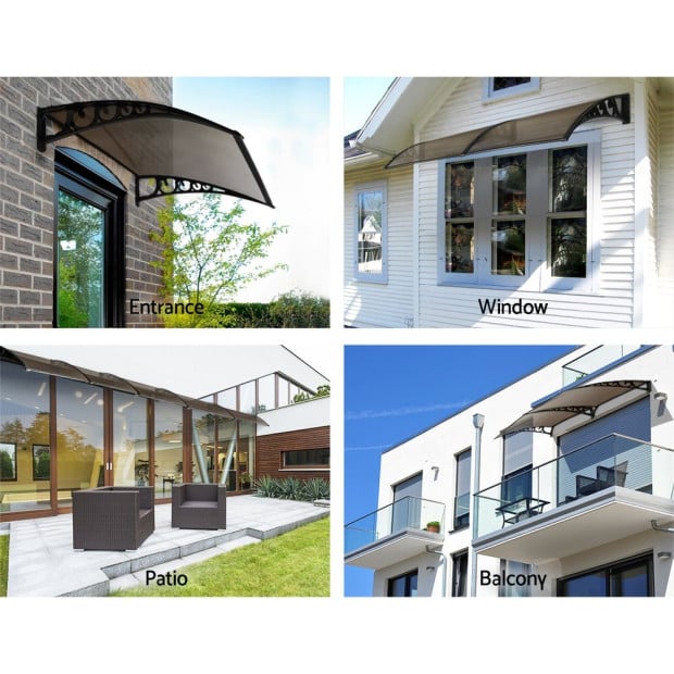 Window Door Awning Outdoor Canopy Patio Awning 1m x 1.2m DIY Brown Image 5