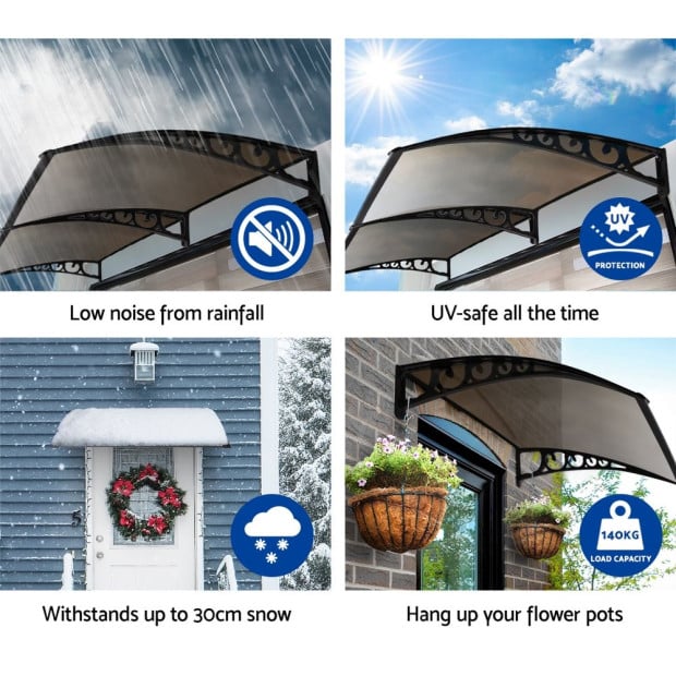 Window Door Awning Outdoor Canopy Patio Awning 1m x 1.2m DIY Brown Image 7