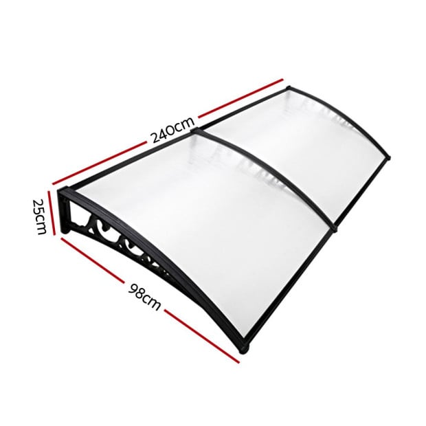 1m x 2.4m Window Door Awning Canopy Rain Cover Sun Shield Image 2
