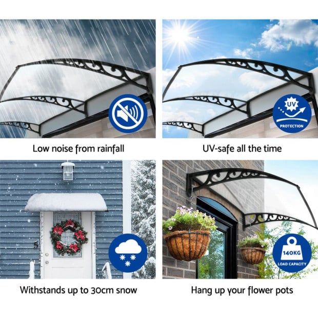1m x 2.4m Window Door Awning Canopy Rain Cover Sun Shield Image 6