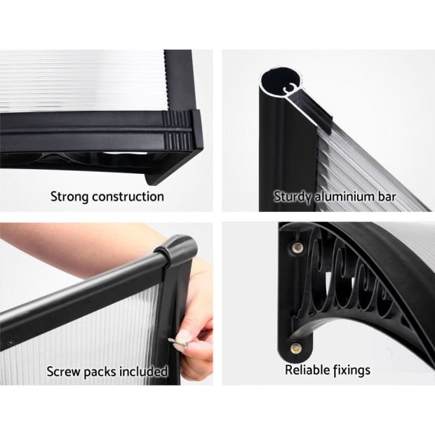 1m x 2.4m Window Door Awning Canopy Rain Cover Sun Shield Image 7
