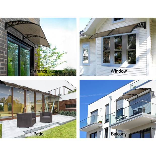 Window Door Awning Outdoor Canopy Sunshield Patio 1mx2.4m DIY Brown Image 5