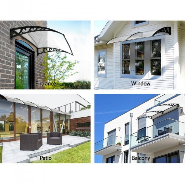 Window Door Awning Door Canopy Patio UV Sun Shield WHITE 1mx4m DIY Image 4