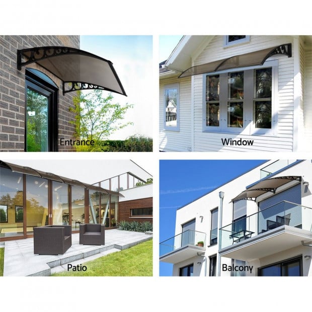 Window Door Awning Door Canopy Patio UV Sun Shield BROWN 1m x 6m DIY Image 4