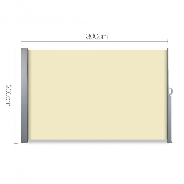 Instahut Retractable Side Awning Shade 2 x 3m - Beige Image 1