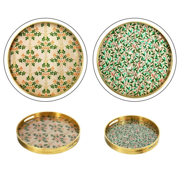 Set of 2 Round Decorative Glass Serving Serve Trays 40cm Image 2