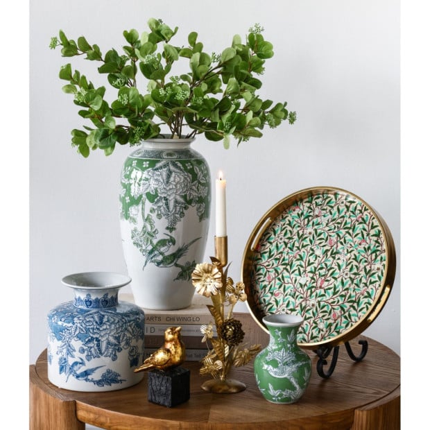 Set of 2 Round Decorative Glass Serving Serve Trays 40cm Image 3