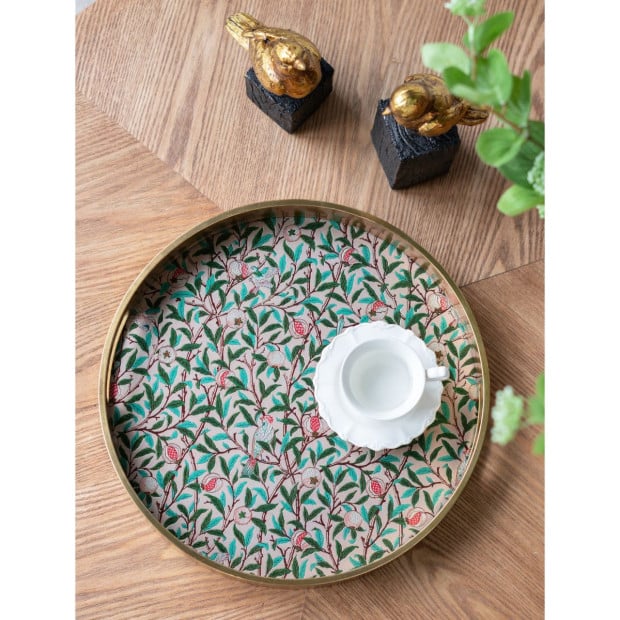 Set of 2 Round Decorative Glass Serving Serve Trays 40cm Image 8