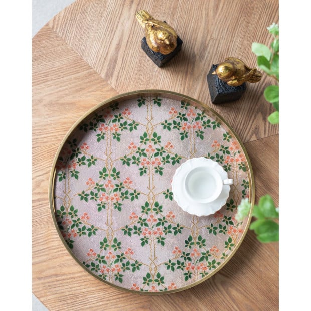 Set of 2 Round Decorative Glass Serving Serve Trays 40cm Image 9