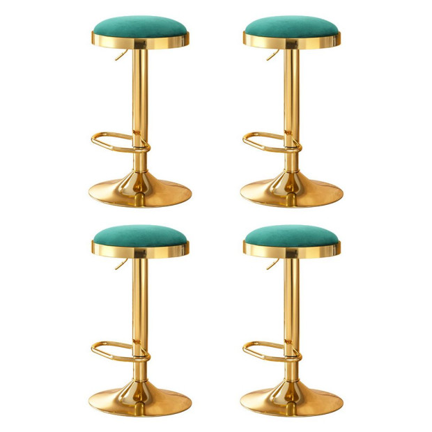 4x Bar Stools Kitchen Dining Chairs Velvet Padded Stool Green
