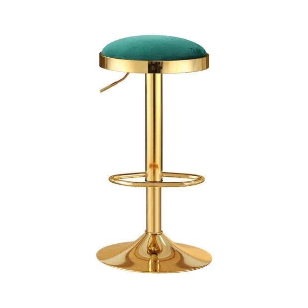 4x Bar Stools Kitchen Dining Chairs Velvet Padded Stool Green Image 3
