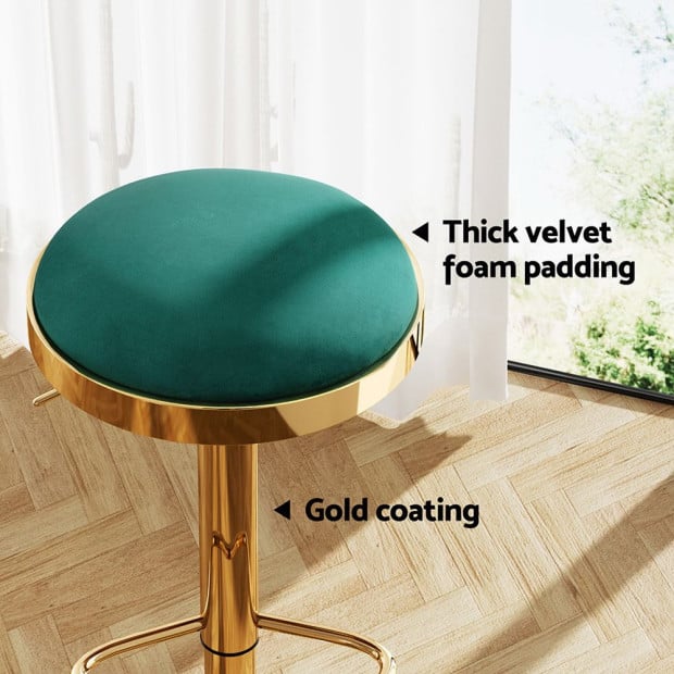 4x Bar Stools Kitchen Dining Chairs Velvet Padded Stool Green Image 5