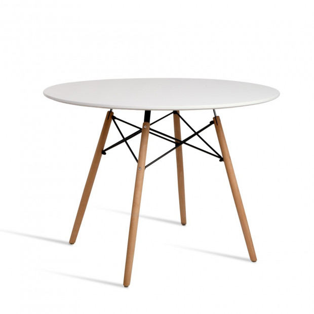 4 Seater Round Beech Timber Dining Table White