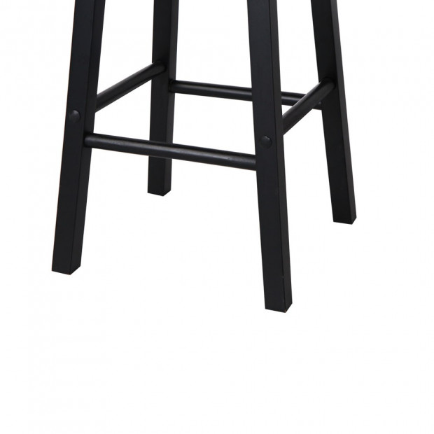 Set of 2 Beech Wood Backless Bar Stool - Black Image 4