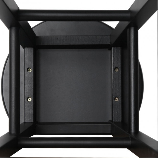 Set of 2 Beech Wood Backless Bar Stool - Black Image 6