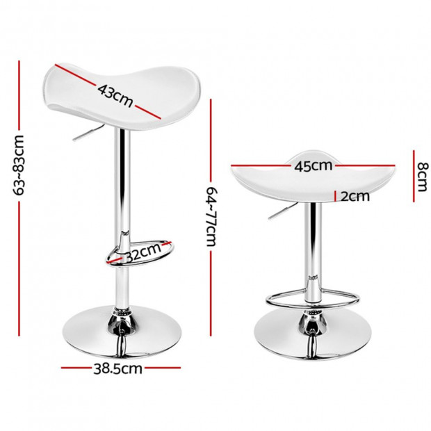 4 Kitchen Bar Stools Swivel Bar Stool PU Leather Gas Lift Chair White Image 2