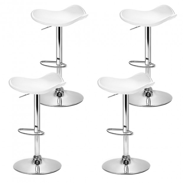 4 Kitchen Bar Stools Swivel Bar Stool PU Leather Gas Lift Chair White Image 3