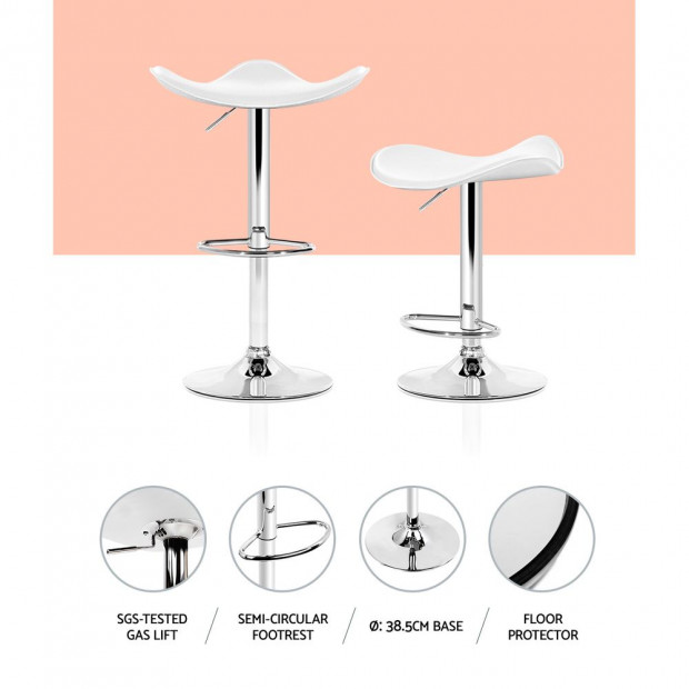 4 Kitchen Bar Stools Swivel Bar Stool PU Leather Gas Lift Chair White Image 4