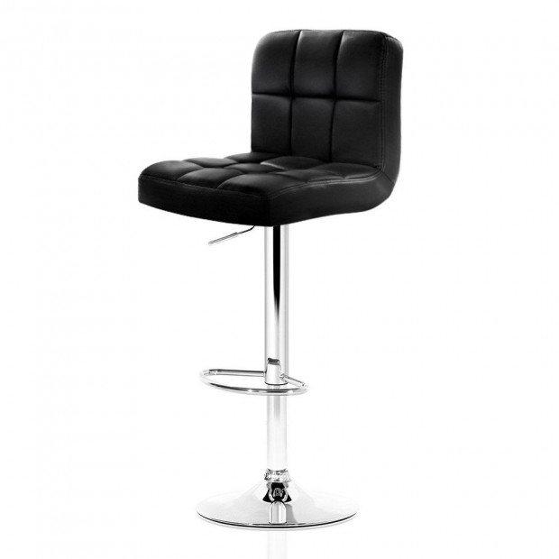 4x Leather Bar Stools NOEL Kitchen Chairs Swivel Gas Lift Black
