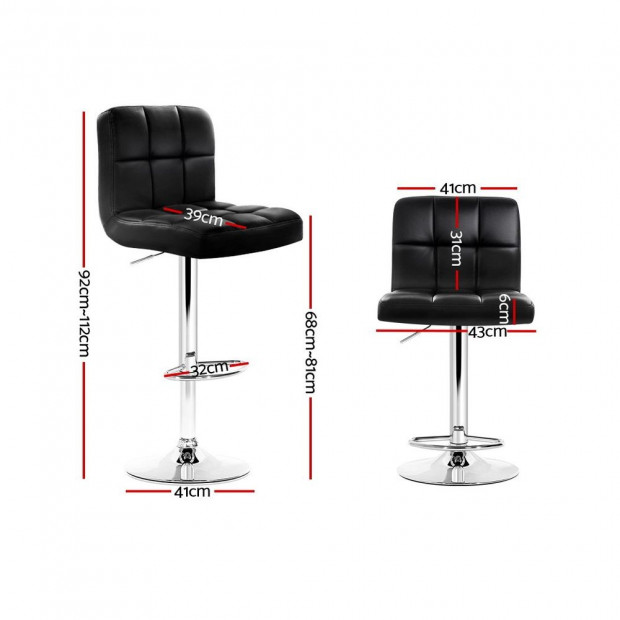 4x Leather Bar Stools NOEL Kitchen Chairs Swivel Gas Lift Black Image 2