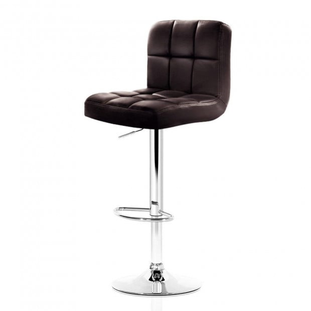 4 Leather Bar Stools Kitchen Chairs Swivel Bar Stool Gas Lift Brown