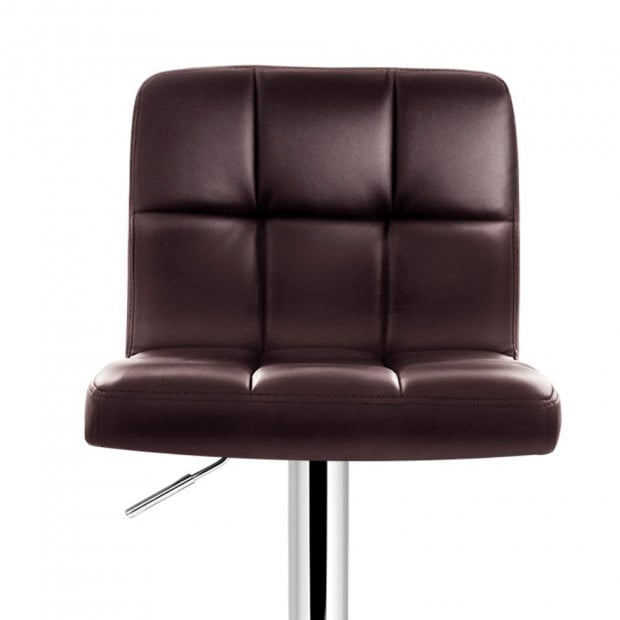 4 Leather Bar Stools Kitchen Chairs Swivel Bar Stool Gas Lift Brown Image 3