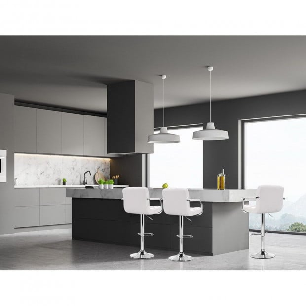 4 Bar Stools Kitchen Swivel Bar Stool PU Leather Gas Lift Chairs White Image 7