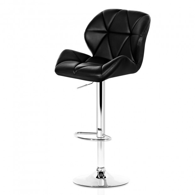 2x Bar Stools Gas Lift Kitchen Swivel Chairs Leather Chrome Black 2x Bar Stools Gas Lift Kitchen Swivel, Black Bar Chairs Leather