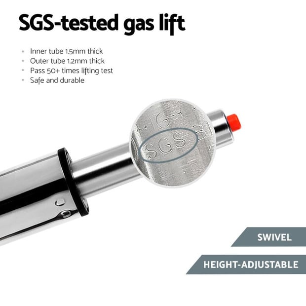 2x Leather Bar Stools Swivel Adjustable Gas Lift Pu Counter Chairs Black Image 6