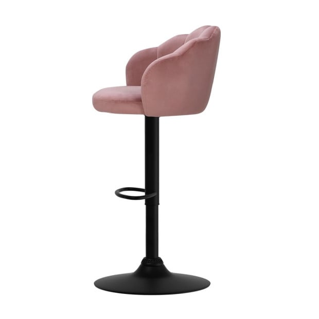 2x Bar Stools Kitchen Swivel Chair Gas Lift Velvet Chairs Pink Nessah Image 4