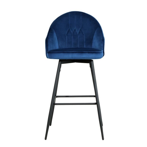 2x Bar Stools Kitchen Dining Chairs Velvet Chair Barstool Blue Mesial Image 3