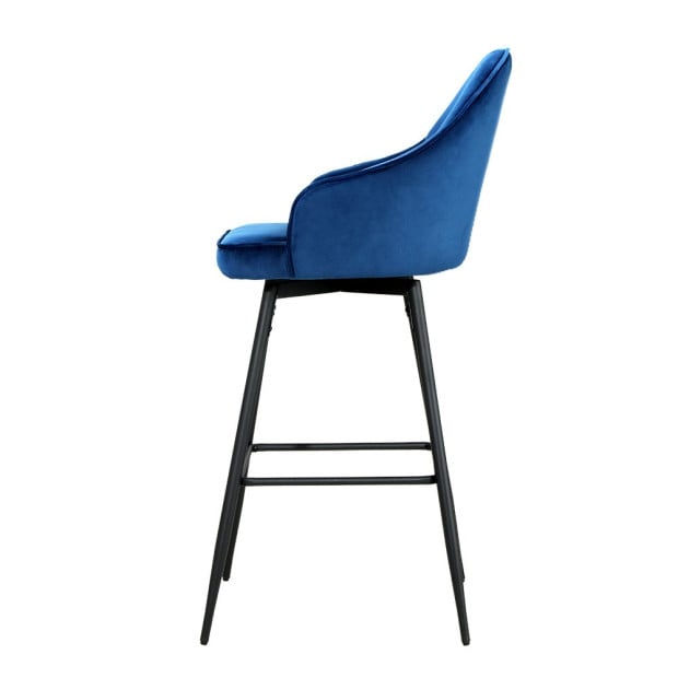 2x Bar Stools Kitchen Dining Chairs Velvet Chair Barstool Blue Mesial Image 4