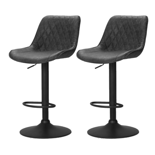 Set Of 2 Bar Stools Kitchen Chairs Metal Barstool Dining Black Rushal