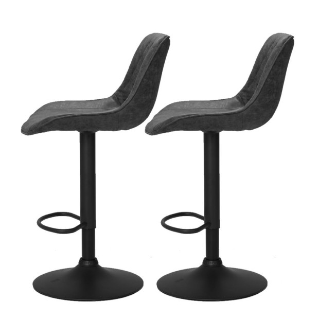 Set Of 2 Bar Stools Kitchen Chairs Metal Barstool Dining Black Rushal Image 3