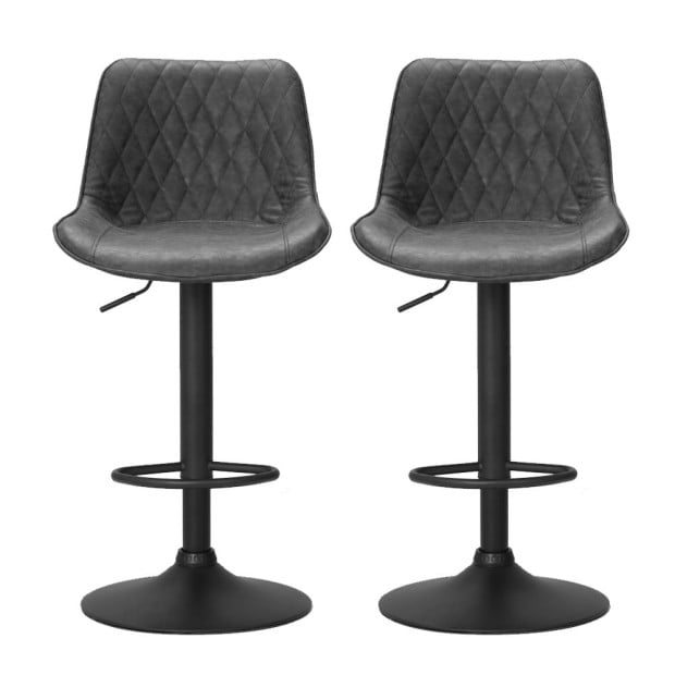 Set Of 2 Bar Stools Kitchen Chairs Metal Barstool Dining Black Rushal Image 4