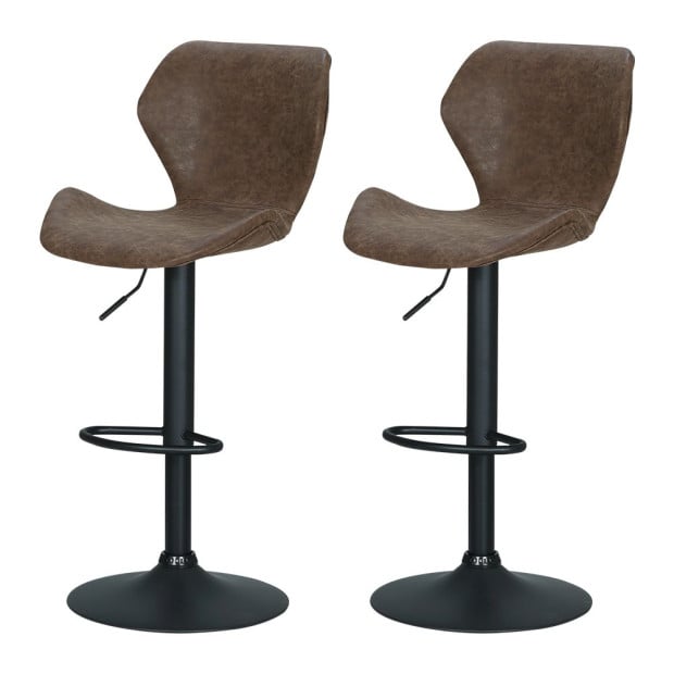 Set Of 2 Bar Stools Kitchen Stool Chairs Metal Swivel Brown Frawley